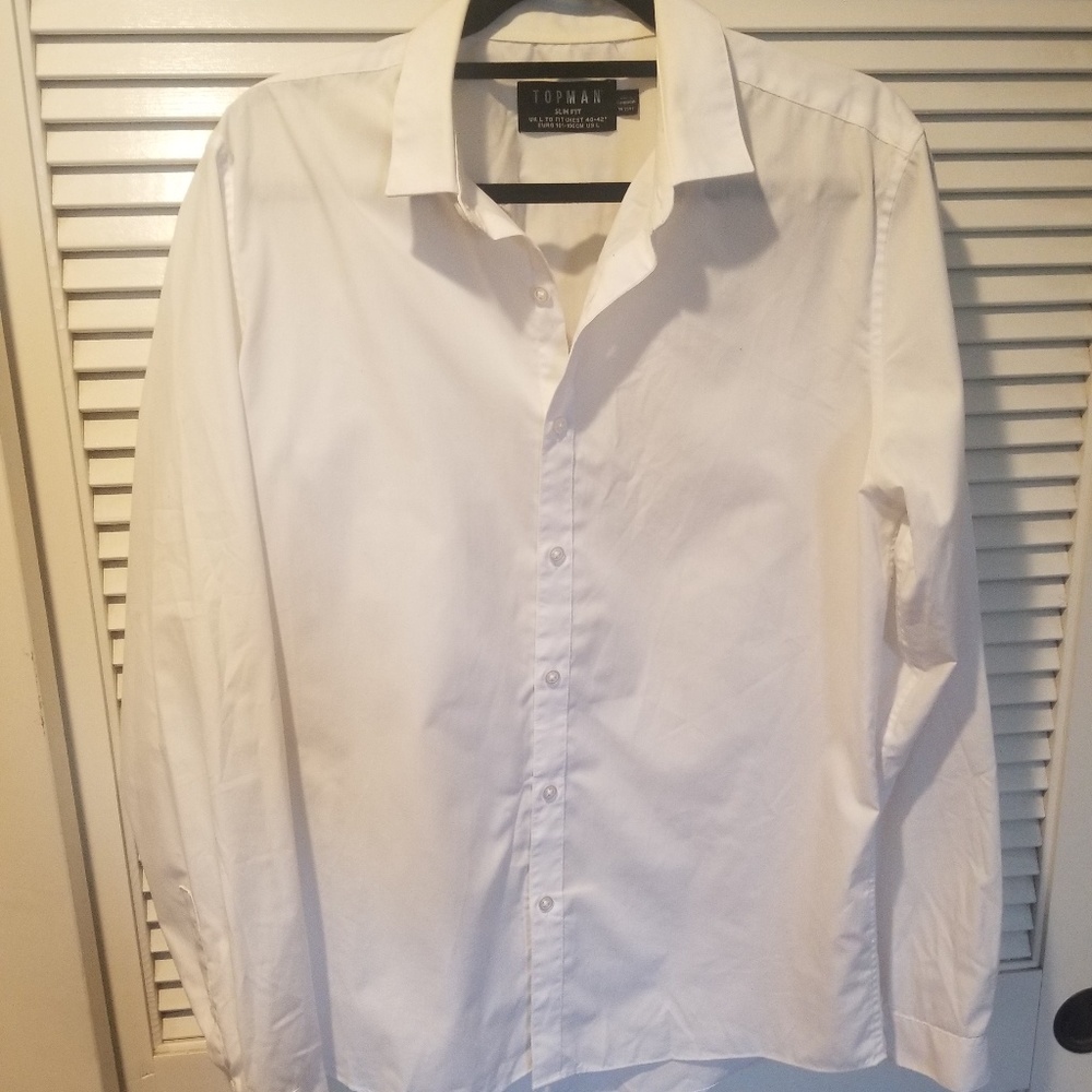 Mens long sleeve white Top Man button up